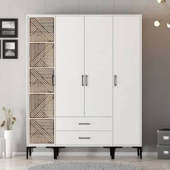 Dulap pentru haine, Hommy Craft, Kumsal STP, 160x47.5x201.4 cm, PAL, Alb 87c8 imagine