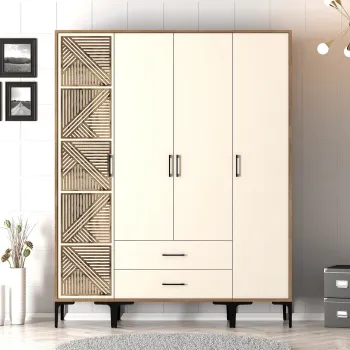 Dulap pentru haine, Hommy Craft, Kumsal STP, 160x47.5x201.4 cm, PAL, Maro/Crem bad7 imagine