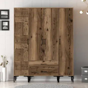 Dulap pentru haine, Hommy Craft, Kumsal STP, 160x47.5x201.4 cm, PAL, Maro db8e imagine