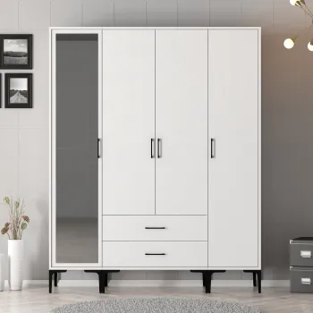 Dulap pentru haine, Hommy Craft, Kumsal STR, 160x47.5x201.4 cm, PAL, Alb addc imagine