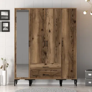 Dulap pentru haine, Hommy Craft, Kumsal STR, 160x47.5x201.4 cm, PAL, Maro 9392 imagine