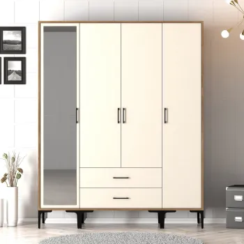 Dulap pentru haine, Hommy Craft, Kumsal STR, 160x47.5x201.4 cm, PAL, Maro/Crem bb60 imagine