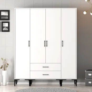 Dulap pentru haine, Hommy Craft, Kumsal STS, 160x47.5x201.4 cm, PAL, Alb 948c imagine