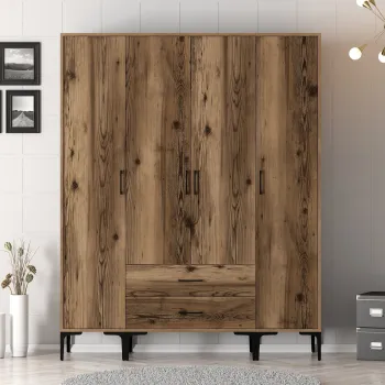 Dulap pentru haine, Hommy Craft, Kumsal STS, 160x47.5x201.4 cm, PAL, Maro 38c8 imagine