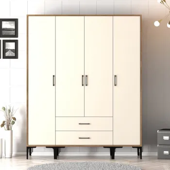 Dulap pentru haine, Hommy Craft, Kumsal STS, 160x47.5x201.4 cm, PAL, Maro/Crem 6666 imagine