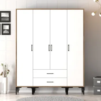 Dulap pentru haine, Hommy Craft, Kumsal STS, 160x47.5x201.4 cm, PAL, Nuc/Alb e97d imagine