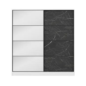 Dulap pentru haine, Minerva, Kale, 180x190x52 cm, PAL, Alb/Negru 3261 imagine