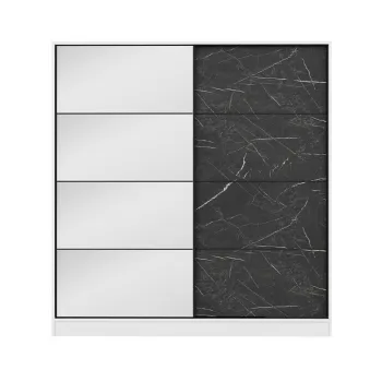 Dulap pentru haine, Minerva, Kale, 180x210x52 cm, PAL, Alb/Negru c211 imagine