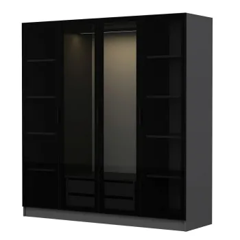 Dulap pentru haine, Minerva, Kale, 180x210x52 cm, PAL, Antracit / Negru 5543 imagine