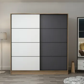 Dulap pentru haine, Minerva, Kale, 220x210x52 cm, PAL, Dore / Antracit 1de2 imagine