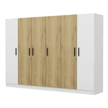 Dulap pentru haine, Minerva, Kale, 225x190x52 cm, PAL, Alb 82cc imagine