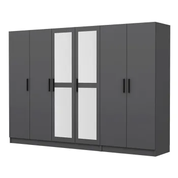Dulap pentru haine, Minerva, Kale, 225x190x52 cm, PAL, Antracit 65a9 imagine