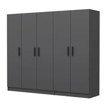 Dulap pentru haine, Minerva, Kale, 225x190x52 cm, PAL, Antracit de4c imagine