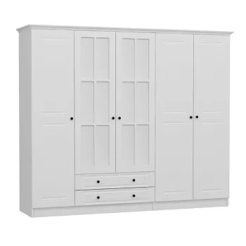 Dulap pentru haine, Minerva, Kale, 225x210x52 cm, PAL, Alb 5c97 imagine