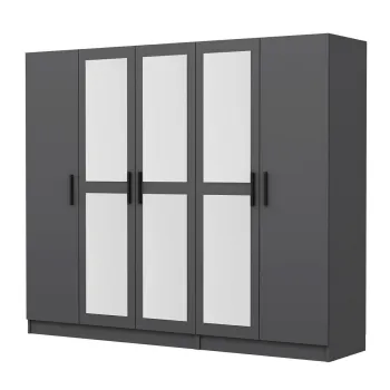 Dulap pentru haine, Minerva, Kale, 225x210x52 cm, PAL, Antracit 03cb imagine