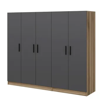 Dulap pentru haine, Minerva, Kale, 225x210x52 cm, PAL, Antracit 24a0 imagine
