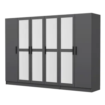 Dulap pentru haine, Minerva, Kale, 225x210x52 cm, PAL, Antracit 4af9 imagine