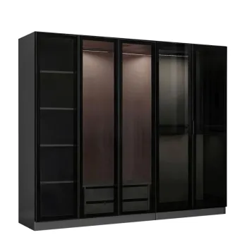 Dulap pentru haine, Minerva, Kale, 225x210x52 cm, PAL, Antracit / Negru 6ece imagine