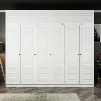 Dulap pentru haine, Minerva, Kale, 270x210x52 cm, PAL, Alb 880d imagine