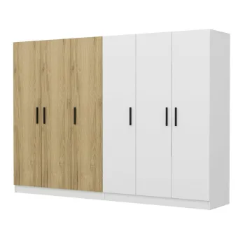 Dulap pentru haine, Minerva, Kale, 270x210x52 cm, PAL, Alb/Maro 5994 imagine