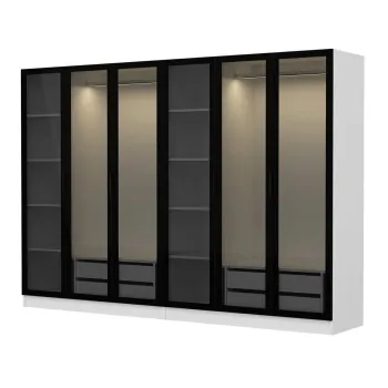 Dulap pentru haine, Minerva, Kale, 270x210x52 cm, PAL, Alb/Negru bdc7 imagine