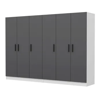 Dulap pentru haine, Minerva, Kale, 270x210x52 cm, PAL, Antracit 374f imagine