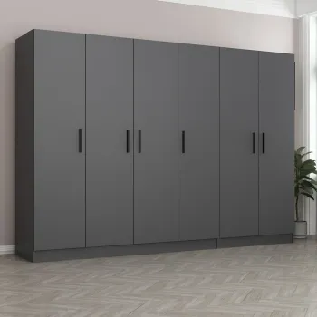 Dulap pentru haine, Minerva, Kale, 270x210x52 cm, PAL, Antracit b3e7 imagine