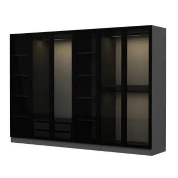 Dulap pentru haine, Minerva, Kale, 270x210x52 cm, PAL, Antracit / Negru 4593 imagine