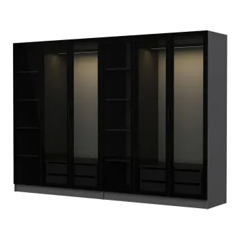 Dulap pentru haine, Minerva, Kale, 270x210x52 cm, PAL, Antracit / Negru e098 imagine