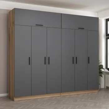 Dulap pentru haine, Minerva, Kale, 270x235x52 cm, PAL, Antracit de82 imagine