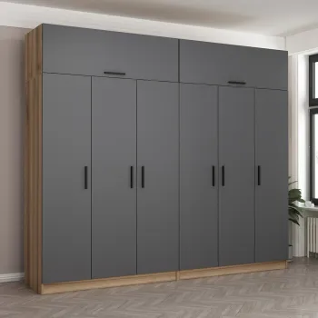 Dulap pentru haine, Minerva, Kale, 270x255x52 cm, PAL, Antracit abb7 imagine