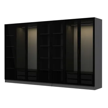 Dulap pentru haine, Minerva, Kale, 315x190x52 cm, PAL, Antracit / Negru 3ff5 imagine