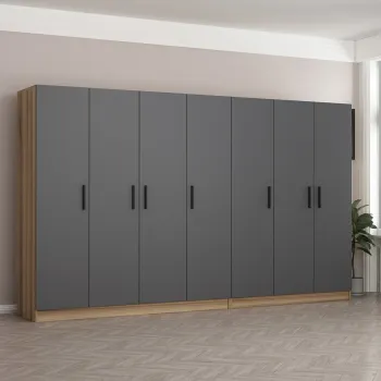 Dulap pentru haine, Minerva, Kale, 315x210x52 cm, PAL, Antracit 001d imagine