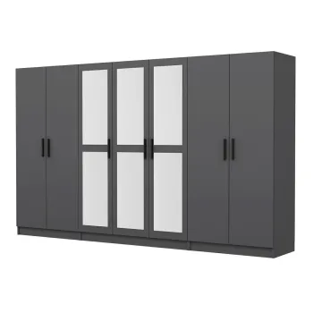 Dulap pentru haine, Minerva, Kale, 315x210x52 cm, PAL, Antracit 0f6e imagine