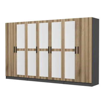 Dulap pentru haine, Minerva, Kale, 315x210x52 cm, PAL, Antracit 847c imagine