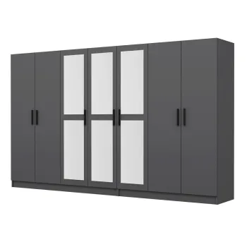 Dulap pentru haine, Minerva, Kale, 315x210x52 cm, PAL, Antracit 99c8 imagine
