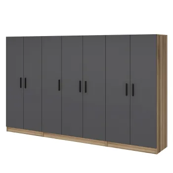Dulap pentru haine, Minerva, Kale, 315x210x52 cm, PAL, Antracit ee97 imagine