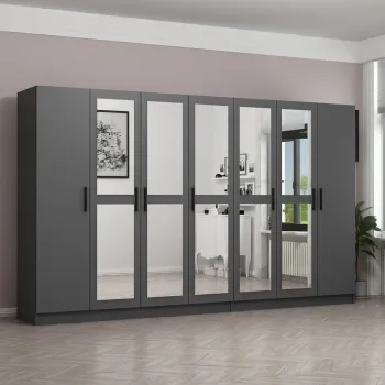 Dulap pentru haine, Minerva, Kale, 315x210x52 cm, PAL, Antracit f989 imagine