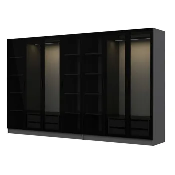 Dulap pentru haine, Minerva, Kale, 315x210x52 cm, PAL, Antracit / Negru 6409 imagine