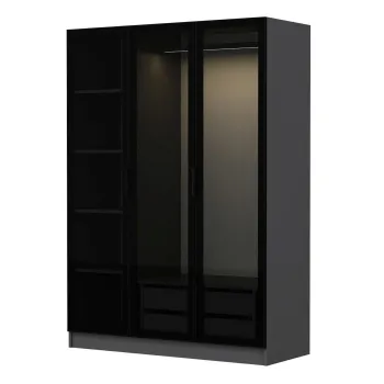 Dulap pentru haine, Minerva, Kale Anthracite Black, 135x210x52 cm, PAL, Antracit / Negru 173e imagine
