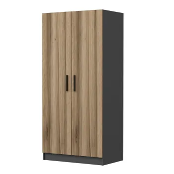 Dulap pentru haine, Minerva, Kale Anthracite Gold, 90x190x52 cm, PAL, Antracit / Stejar 7a6d imagine
