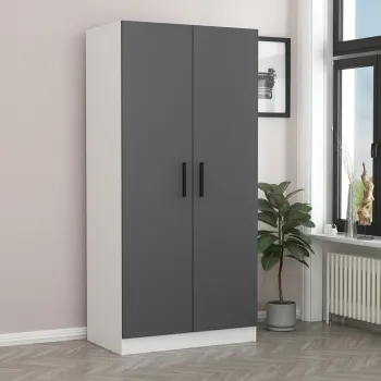 Dulap pentru haine, Minerva, Kale Anthracite White, 90x190x52 cm, PAL, Antracit/Alb 47b2 imagine