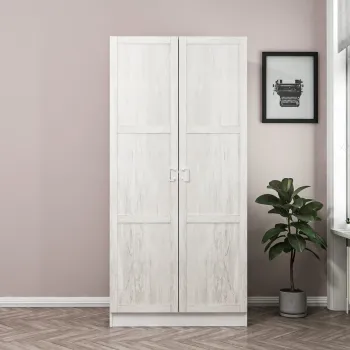 Dulap pentru haine, Minerva, Kale Chain Antique White, 90x190x52 cm, PAL, Alb 9df7 imagine