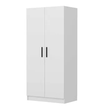 Dulap pentru haine, Minerva, Kale Chain White, 90x210x52 cm, PAL, Alb c1dc imagine
