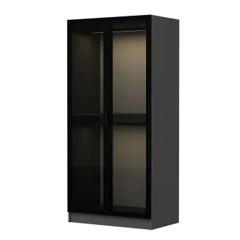 Dulap pentru haine, Minerva, Kale Glass Anthracite, 90x190x52 cm, PAL, Negru / Antracit 5cab imagine