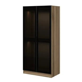 Dulap pentru haine, Minerva, Kale Glass Dark Grey1, 90x210x52 cm, PAL, Gri inchis 9e12 imagine