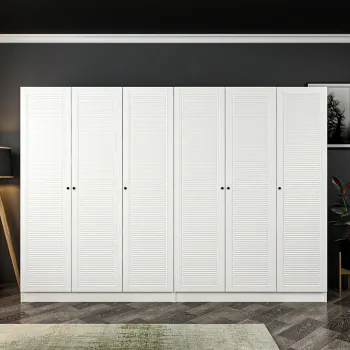Dulap pentru haine, Minerva, Kale Mebran, 270x210x52 cm, PAL, Alb 99c5 imagine