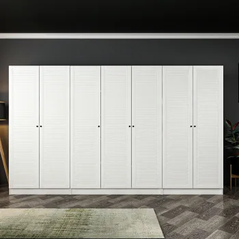 Dulap pentru haine, Minerva, Kale Mebran, 315x190x52 cm, PAL, Alb e9a5 imagine