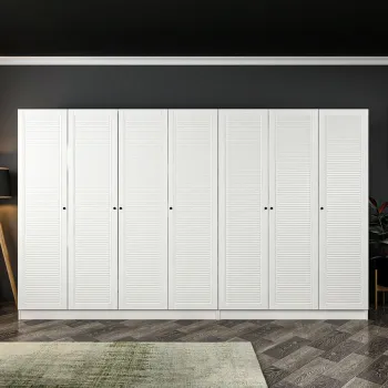 Dulap pentru haine, Minerva, Kale Mebran, 315x210x52 cm, PAL, Alb 001e imagine