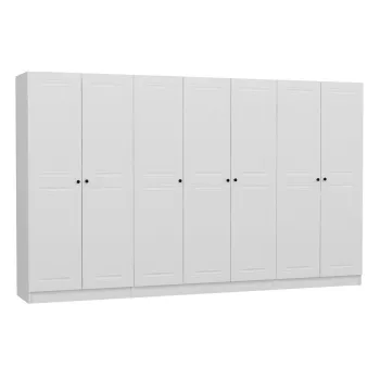 Dulap pentru haine, Minerva, Kale Mebran, 315x210x52 cm, PAL, Alb f4a8 imagine